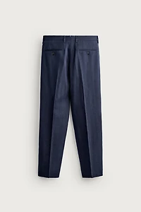 LINEN AND WOOL BLEND REGULAR FIT SUIT PANTS