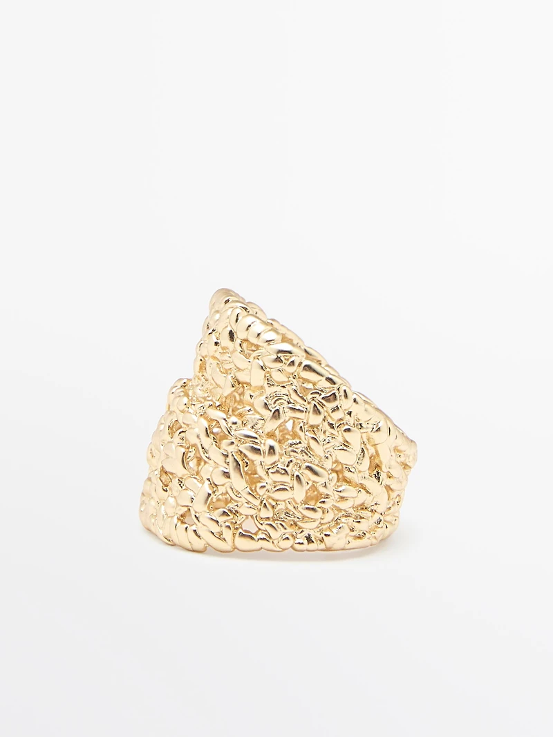 Bague texturée tressée