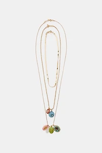 PACK OF 3 CHAIN NECKLACES WITH CHARMS AND STONES