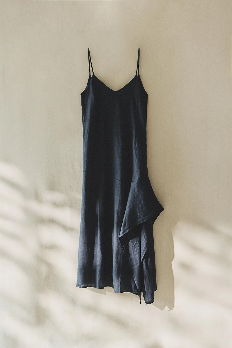 ASYMMETRIC LINEN BEACH DRESS