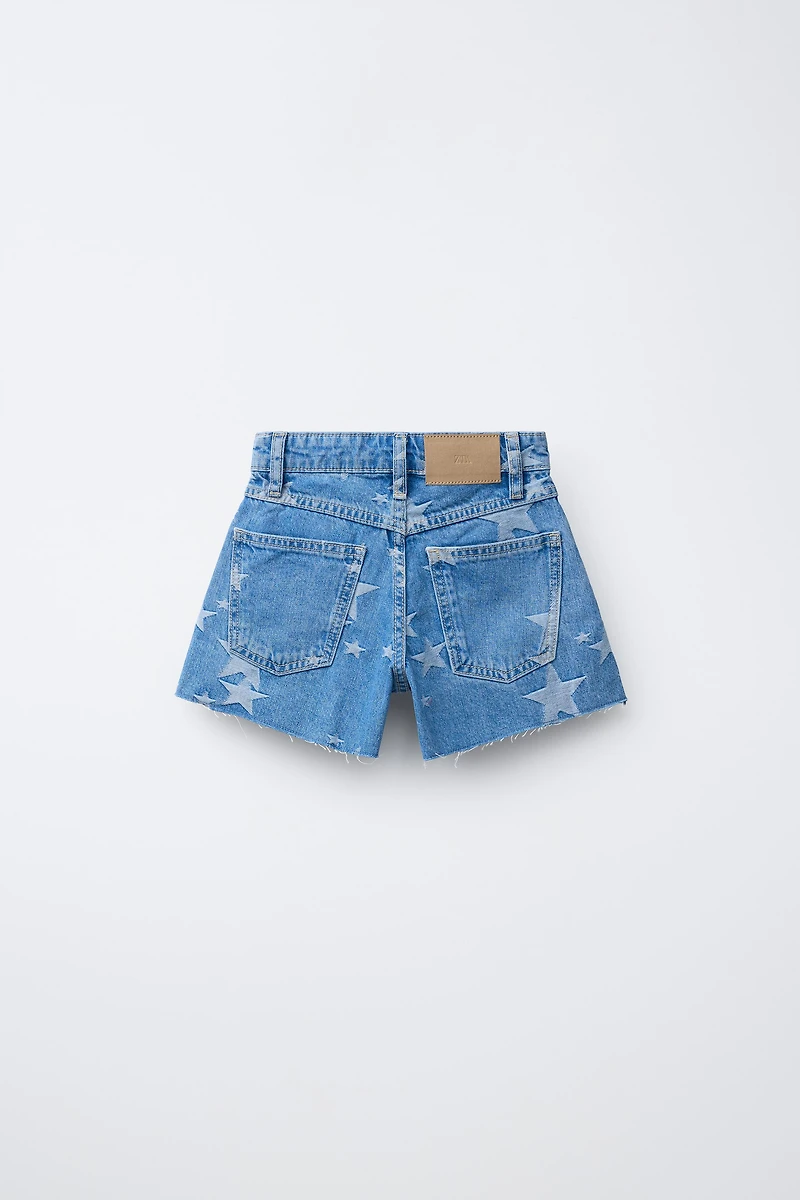 STAR PRINT DENIM SHORTS