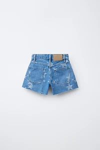 STAR PRINT DENIM SHORTS