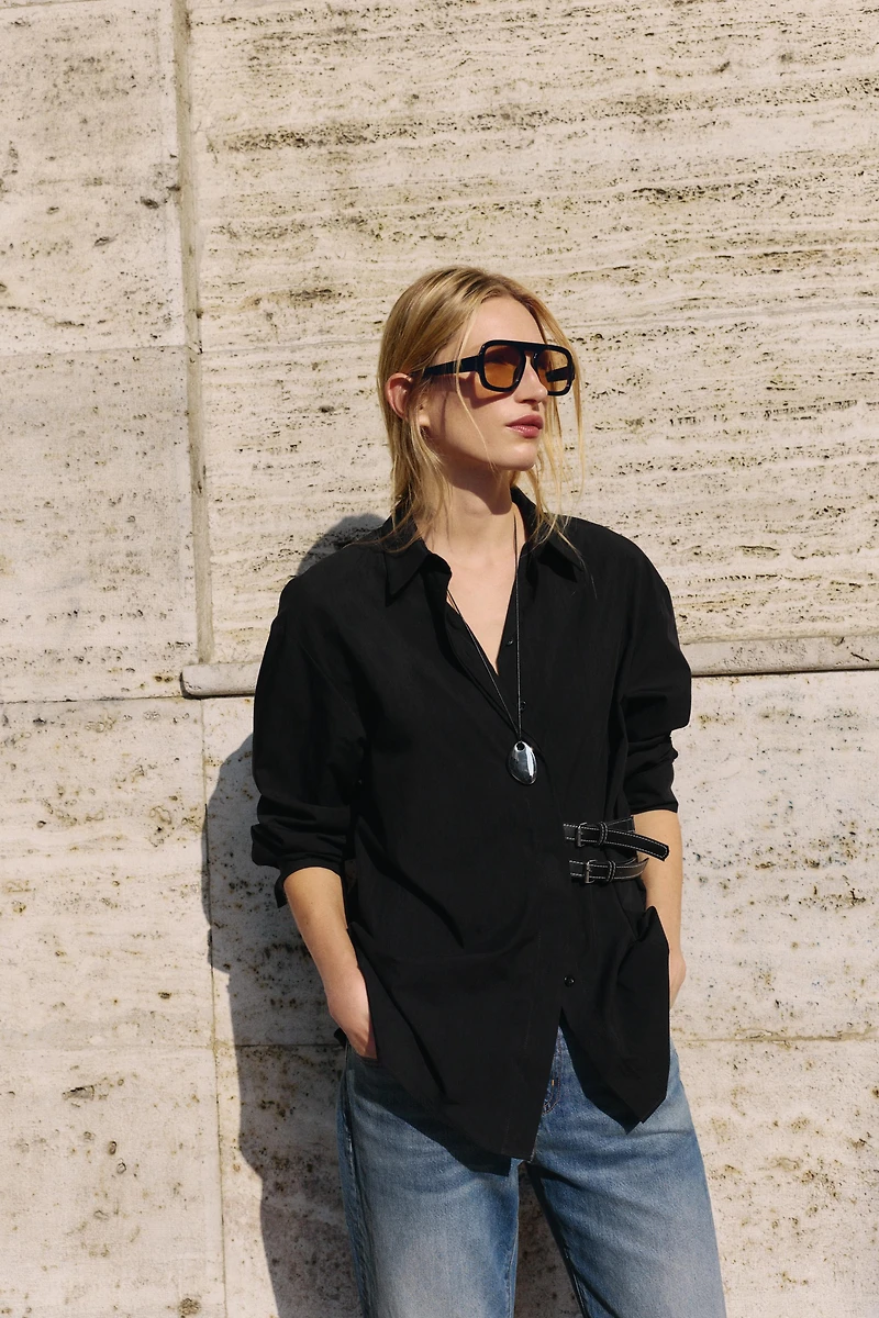 POPLIN SHIRT WITH TABS