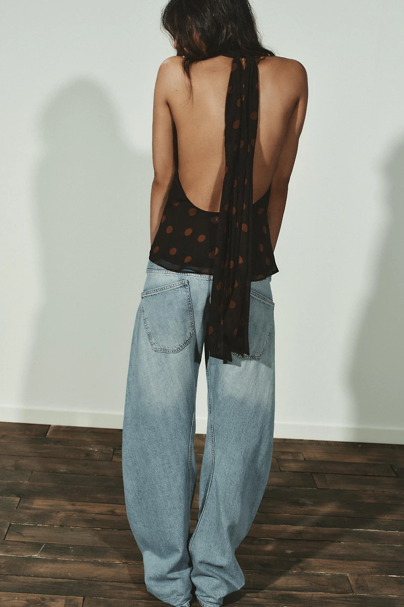 GEORGETTE HALTER TOP WITH DOTS