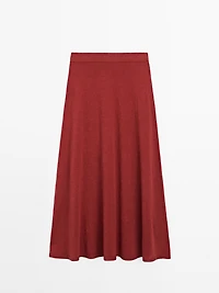 Long linen blend knit skirt