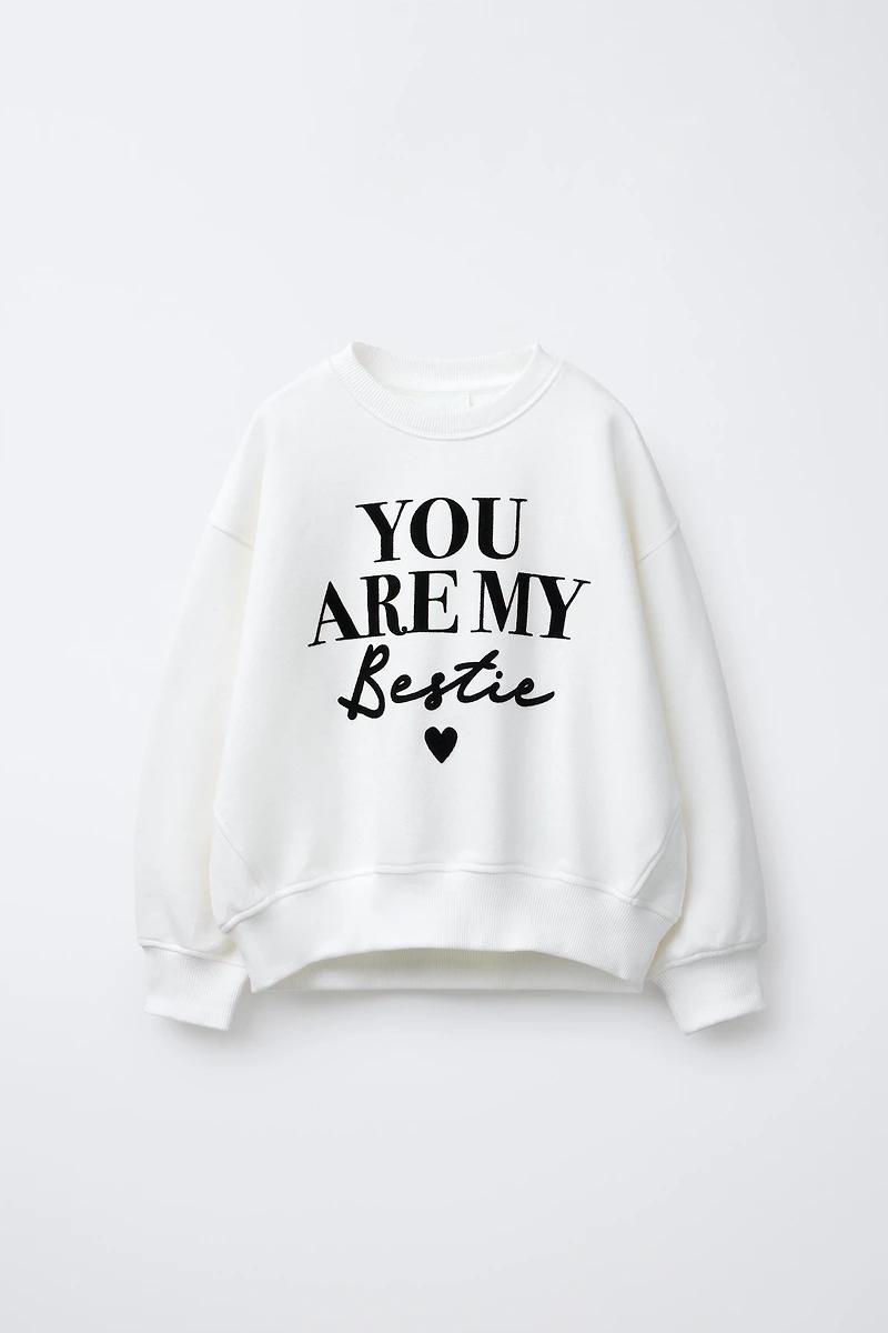 FLOCKED TEXT SWEATSHIRT