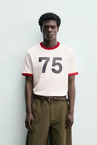 CONTRAST RIB NUMBER T-SHIRT