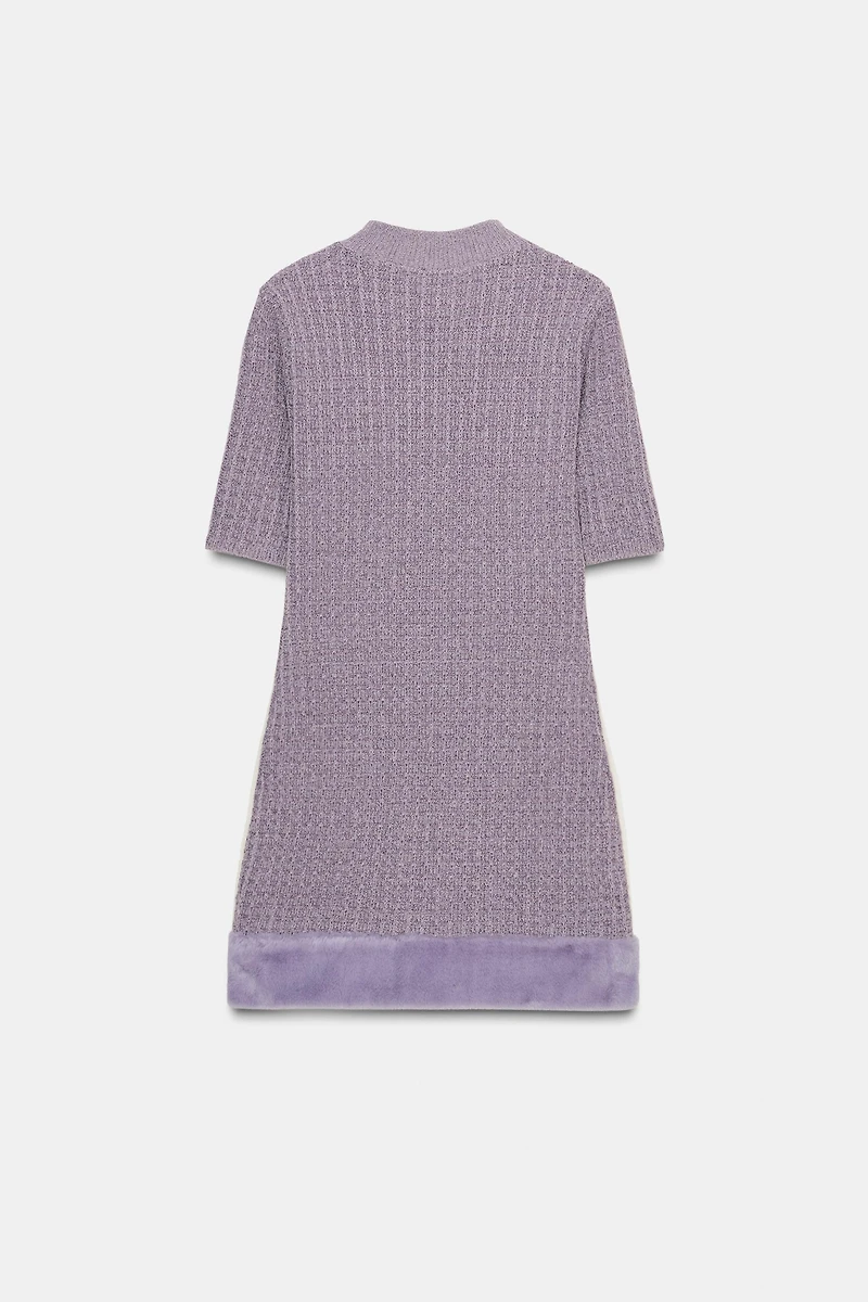 TEXTURED FAUX FUR DRESS