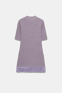TEXTURED FAUX FUR DRESS