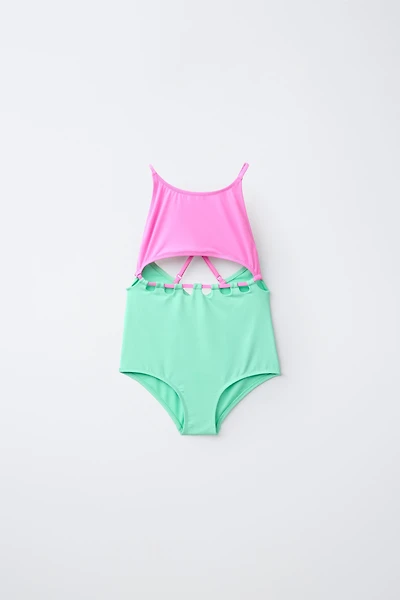 6-14 YEARS/ KNOTTED CUT-OUT SWIMSUIT