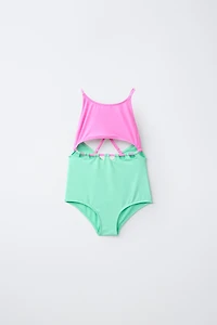 6-14 YEARS/ KNOTTED CUT-OUT SWIMSUIT