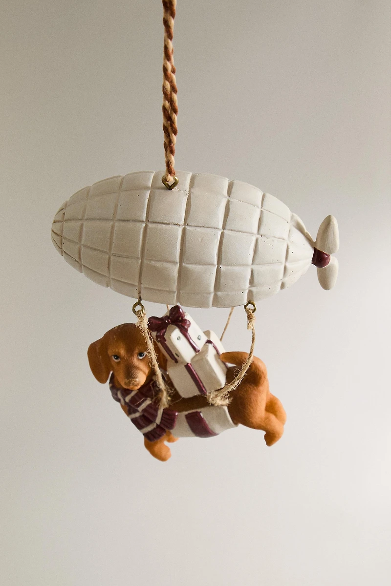 DOG HOT AIR BALLOON CHRISTMAS TREE ORNAMENT
