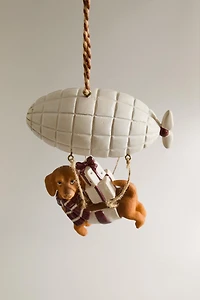 DOG HOT AIR BALLOON CHRISTMAS TREE ORNAMENT