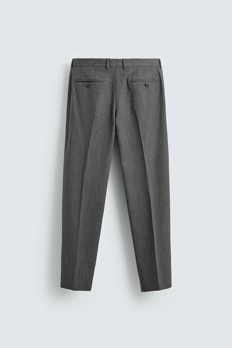 PINSTRIPE WOOL SUIT PANTS