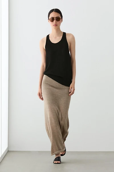 Total look flared knit skirt