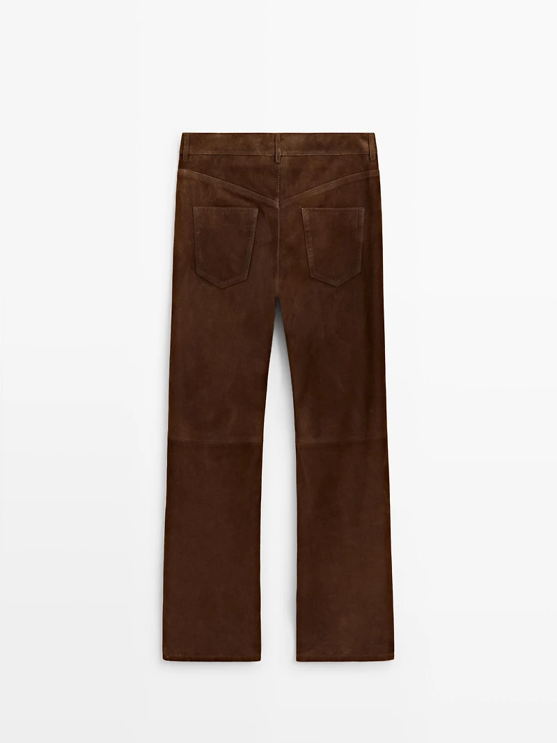 Pantalon cropped cuir daim avec cordons