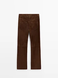Pantalon cropped cuir daim avec cordons