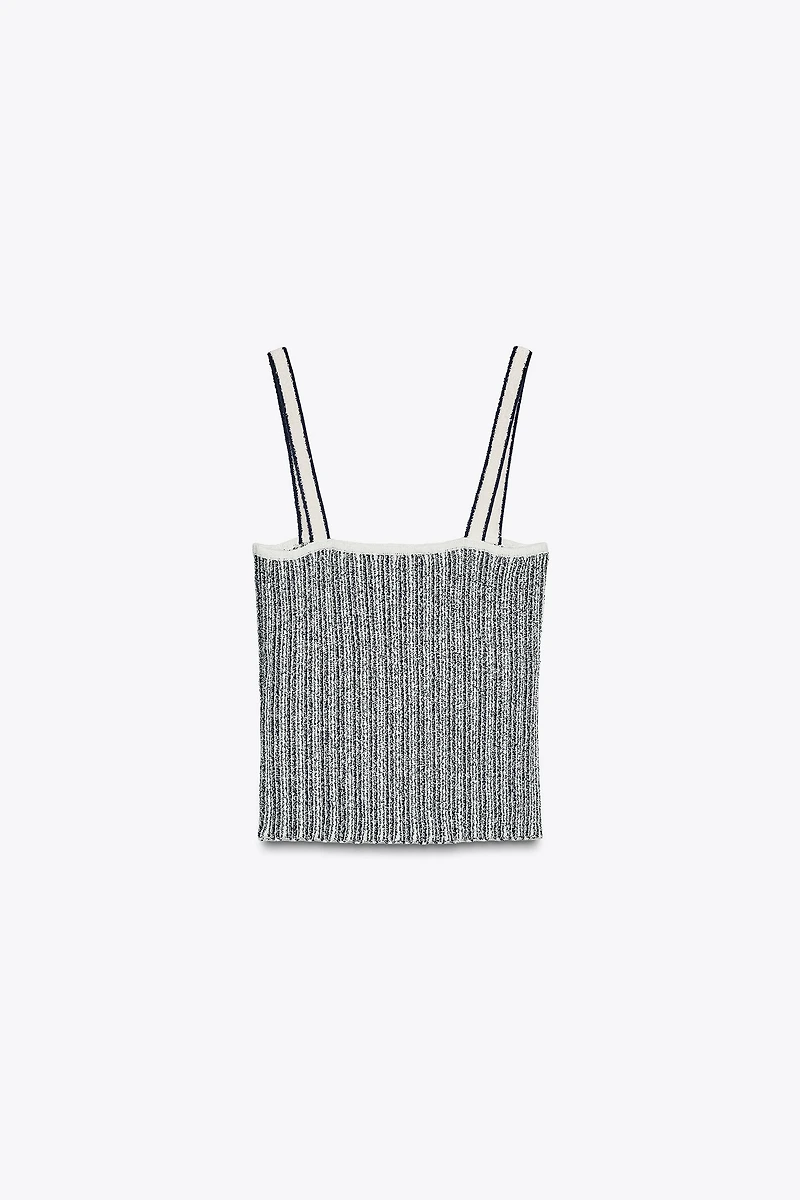TOP EN MAILLE COUPÉ RAYURES