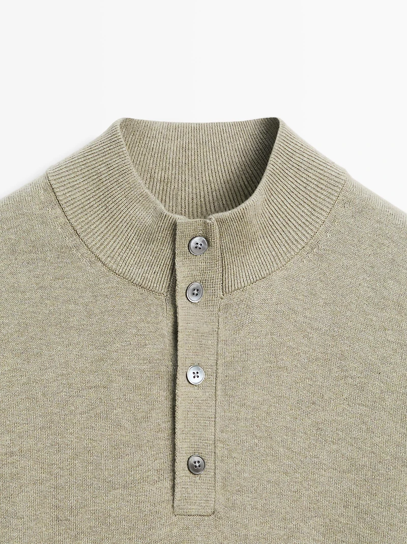 Pull en maille à col camionneur boutonné