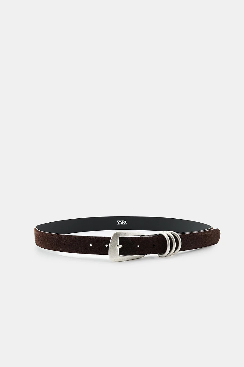 SPLIT LEATHER RING BELT