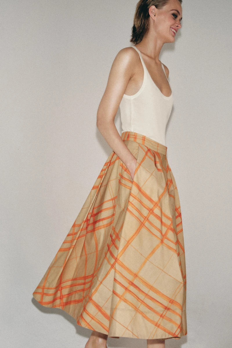 ZW COLLECTION PLAID CAPE SKIRT
