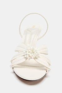 FLORAL DETAIL HEELED SANDALS