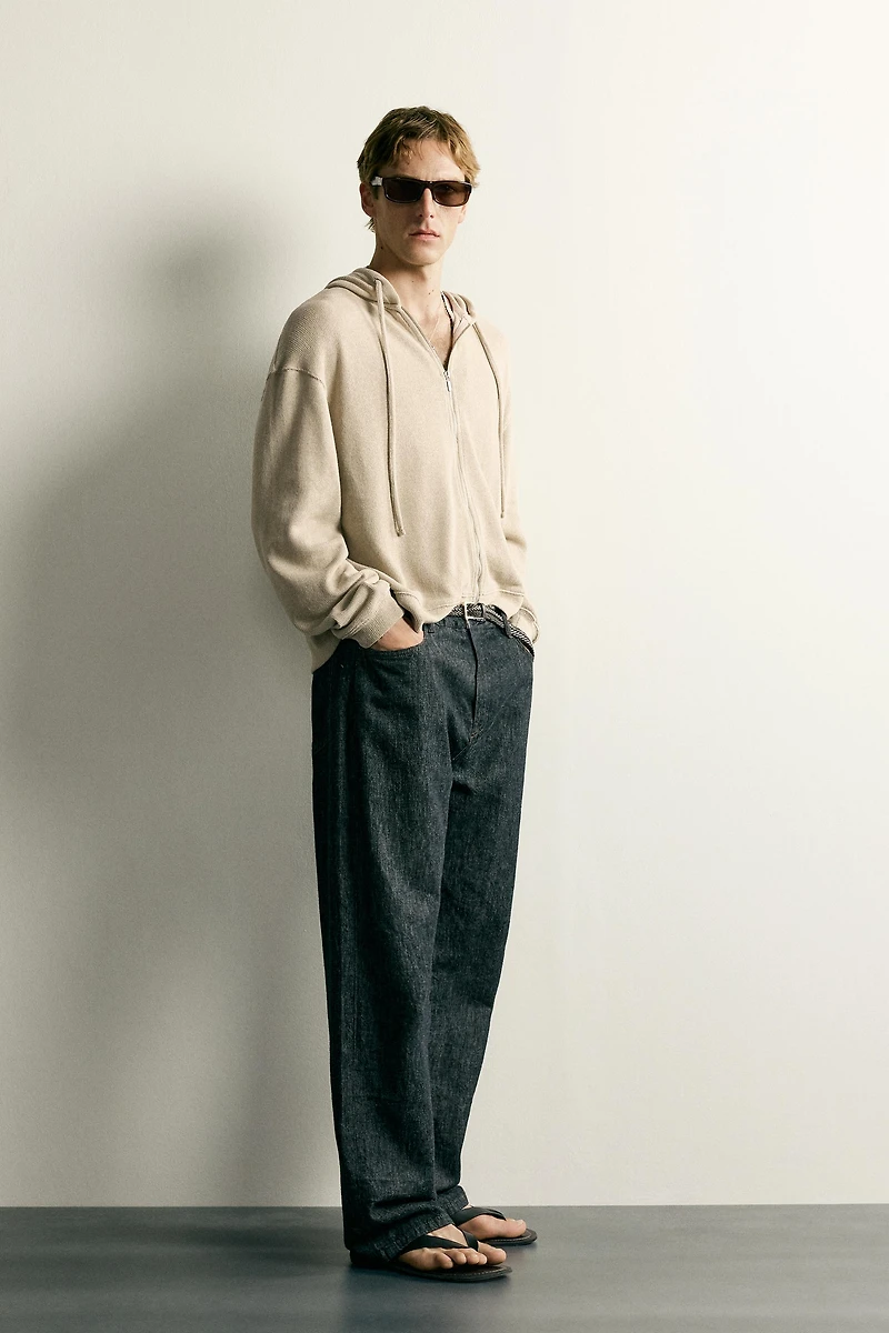 RELAXED FIT KNIT HOODIE