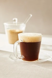 BOROSILICATE GLASS COFFEE CUP AND SAUCER