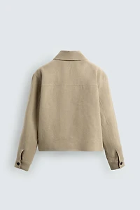 CROPPED FIT 100% LINEN OVERSHIRT