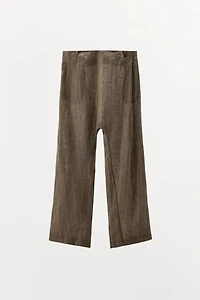 STRIPED LINEN BAGGY PANTS