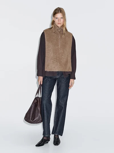 Plastron long fermeture Éclair 100 % cachemire