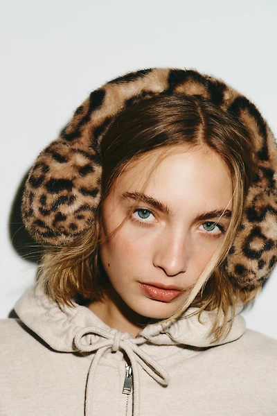 FAUX FUR ANIMAL PRINT EARMUFFS