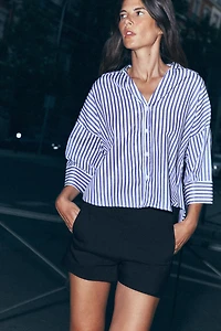 STRIPED POPLIN SHIRT WITH WIDE SLEEVES