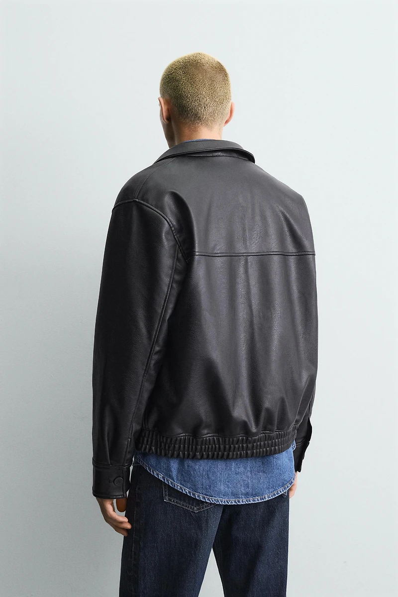 FAUX LEATHER BOMBER JACKET