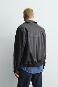 FAUX LEATHER BOMBER JACKET