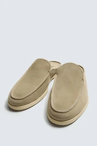 LEATHER OPEN-BACK LOAFERS