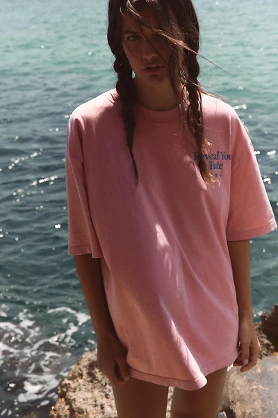 WASHED EFFECT TEXT T-SHIRT