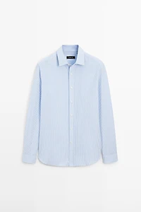 Chemise à rayures regular fit 100 % coton
