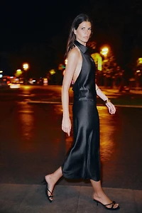 SATIN MIDI SKIRT