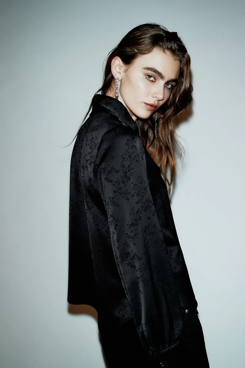 CHEMISE JACQUARD FLEURS BROCHE