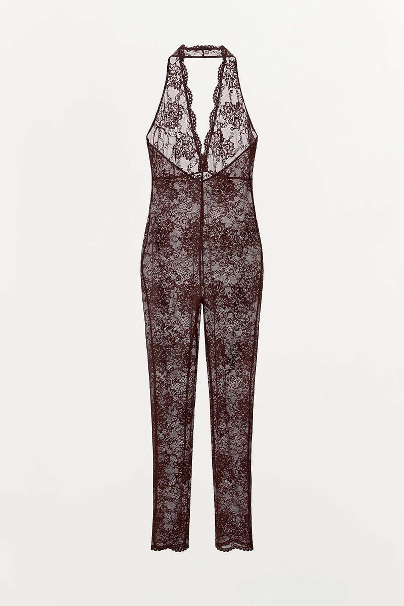 LACE HALTER JUMPSUIT