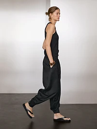 Cotton blend halter-neck top