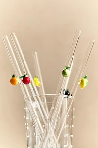 SET OF GLASS STRAWS WITH FRUIT FIGURES (SET OF 6)