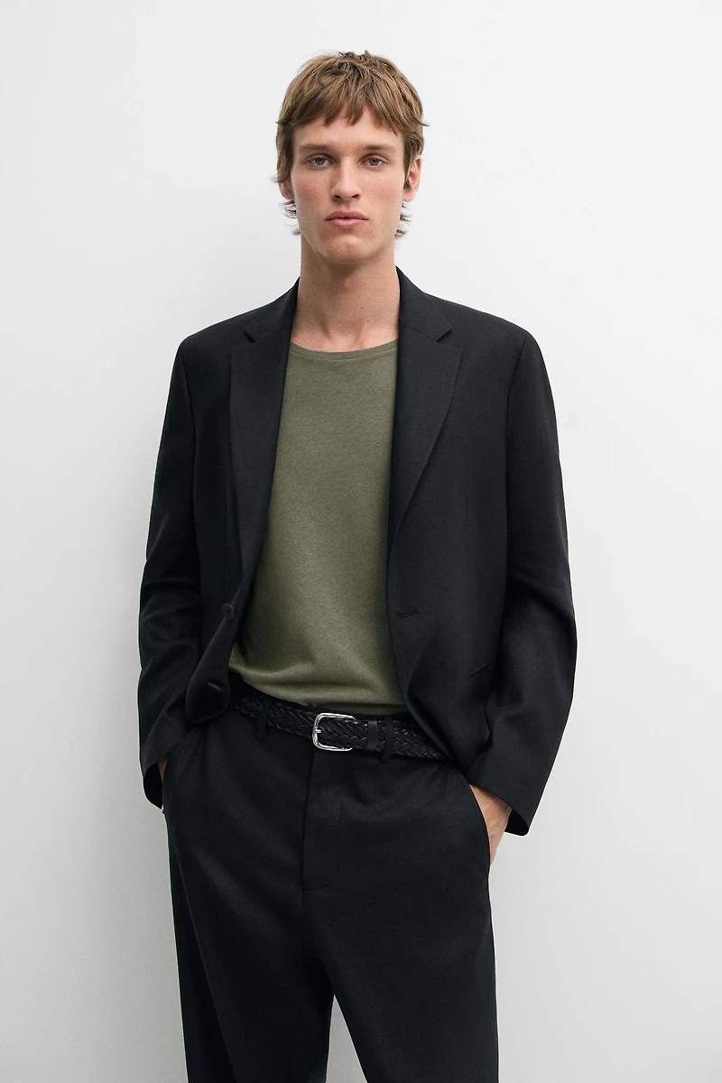 Tailored fit 100% linen suit blazer