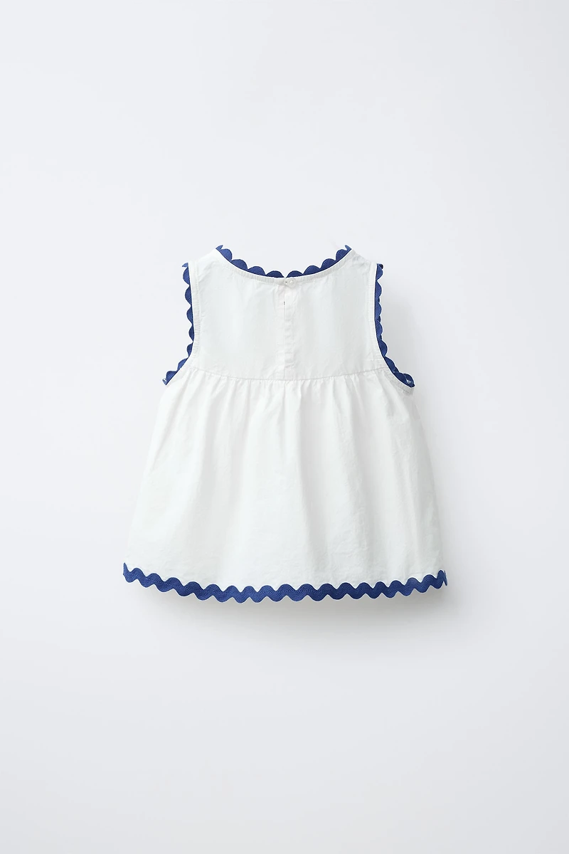 TOP EN POPELINE ONDULÉE CONTRASTÉE CASA LAWA X ZARA KIDS