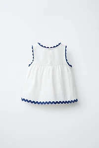 TOP EN POPELINE ONDULÉE CONTRASTÉE CASA LAWA X ZARA KIDS