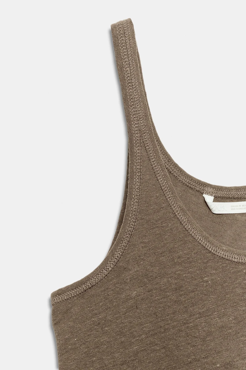 COTTON AND LINEN STRAP TOP