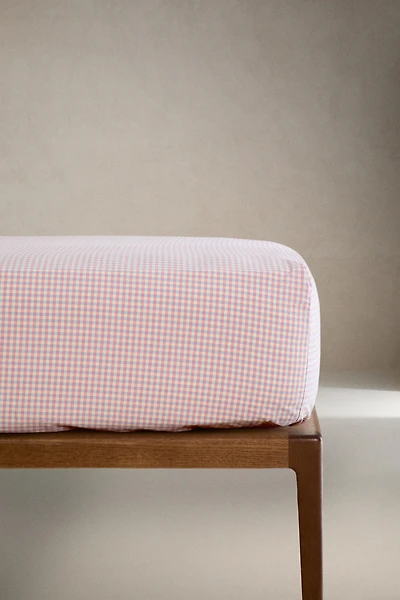 KIDS' GINGHAM COTTON FITTED SHEET