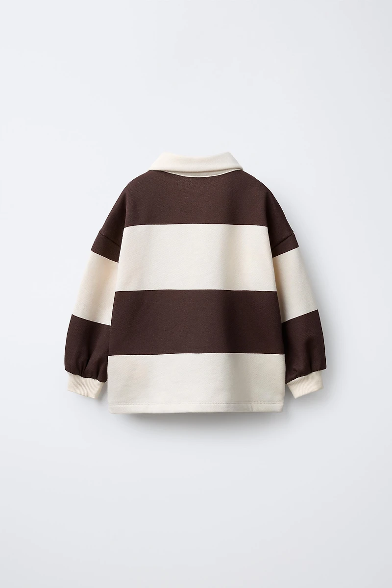 STRIPED POLO SHIRT WITH EMBROIDERED BEAR