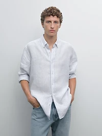 Slim fit 100% linen shirt